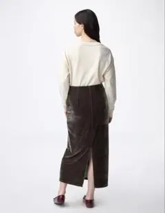 GU ベロアナローマキシスカート　ダークブラウン