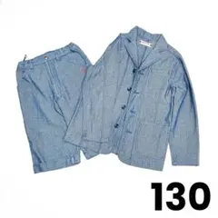 130cm ストライプ柄　デニム　ジャケット　ショートパンツ　セット