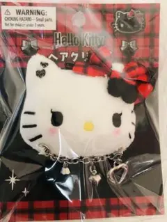 ハローキティ ヘアクリップ チェック柄 リボン チャーム付き ロック