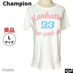美品　Champion トップス　Tシャツ　プリント　ワンポイントロゴ　Lサイズ