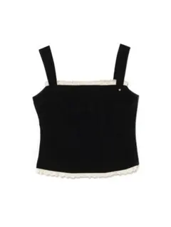 andmary Cotton ribbon tank black - メルカリ