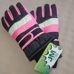 SP-042-G キッズ手袋 9〜10才 黒/ピンク/白
