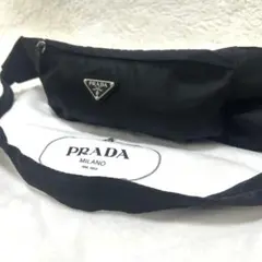【美品】PRADA ボディバッグ ウエストポーチ テスートナイロン 三角ロゴ 黒