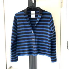 青&黒ボーダー　綿カーデジャケット　ウィムガゼット（Whim Gazette）