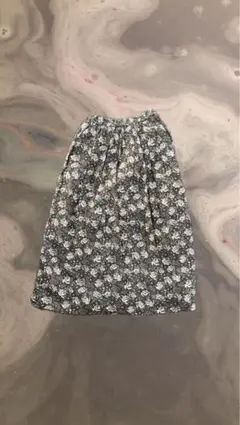 フェアリーグランジ 姫カジ 花柄ブラウンロングスカート