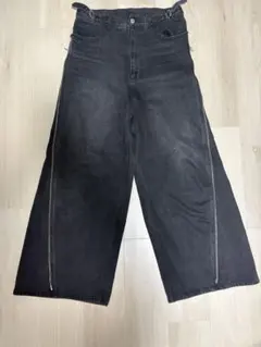 GRANCY ジップデザインバギーデニムパンツ