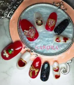 【SALE！】アシンメトリー♡クリスマス♡ネイルチップ