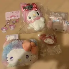 マイメロ ハローキティマスコットぬいぐるみ ぷくっとアクリルキーホルダー 5点