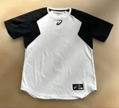 ASICS シャツ M ブラック/ホワイト