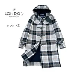 美品✨ロンドントラディション 英国製 メルトンロングダッフルコート チェック柄