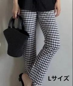 最終価格❗️しまむら はだめぐコラボ ギンガムチェックパンツ ブラックL