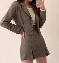 セットアップ 茶色 ジャケット スカート