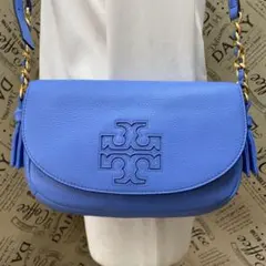 美品】トリーバーチ フレミング 2way ショルダーバッグ レザー ブルー 