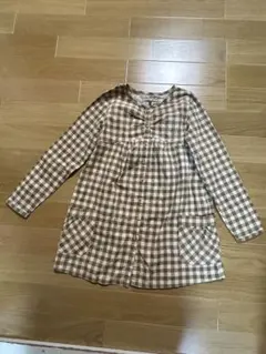 ブラウン系チェック 長袖チュニックm