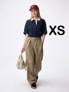 GUチノバレルレッグタックパンツ　ベージュXS