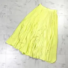 美品 ANAYI ライトローンプリーツスカート イエロー サイズ36*ND308