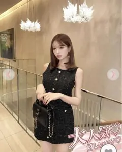 ノースリーブ ツイードワンピース ブラック