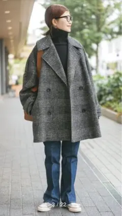 wスライバーチェックハーフコート