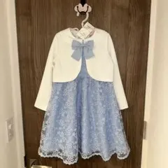 新品　メゾピアノ　アンサンブル風ドッキングワンピース　オフ ホワイト　120cm