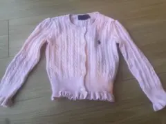 ラルフローレン　ピンク ケーブル編み カーディガン