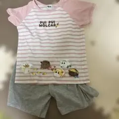 PUI PUI MOLCAR キッズパジャマ ピンク/グレー