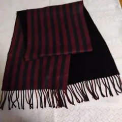 黒と赤のストライプ と黒無地リバーシブル　マフラー