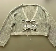 honeys ライトグリーン ラメカーディガン