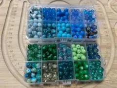 青・緑系ビーズまとめ売り♡ケース2個付き ハンドメイド素材