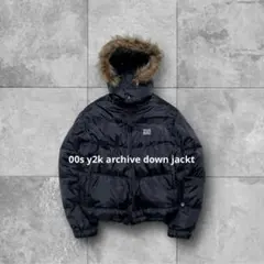 未使用級 00s ファー ダウンジャケット 短丈 y2k 平成 グランジ お兄系
