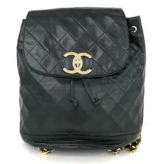 【美品】シャネル マトラッセ ココマーク リュックサック ブラック CHANEL