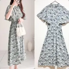 ✴︎美品✴︎ mily bilet 花柄フレア袖ワンピース　Mサイズ　大人ガーリー