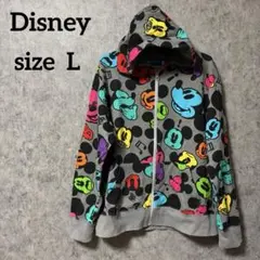 Disney ディズニー　ミッキー　パーカー　ジップアップ　グレー　メンズ　L