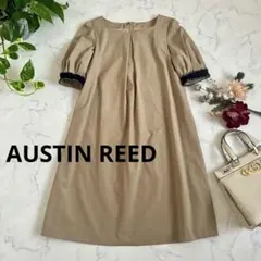 美品AUSTIN REED 高級感ワンピース ベージュ パフスリーブのサムネイル