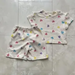 新品　半袖パジャマ【80】ワッフル　ハート　女の子