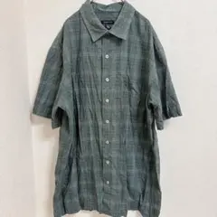 VAN HEUSEN チェックシャツ 半袖 オーバーサイズ XL グリーン 緑