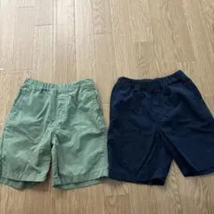ニユクロ　キッズ ハーフパンツ 2枚セット グリーン ネイビー