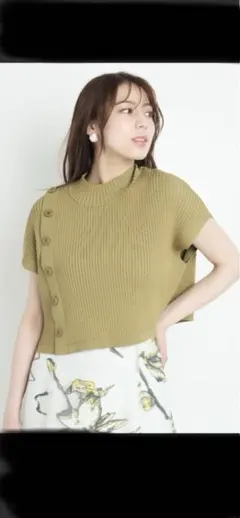 新品❤︎マイストラーダ❤︎ハイネックノースリーブニット セール】リブプチハイネックノースリーブニットトップ（ニット