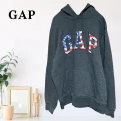 zB560【M】GAP スウェット 裏起毛 星条旗 カンガルーポケット パーカー