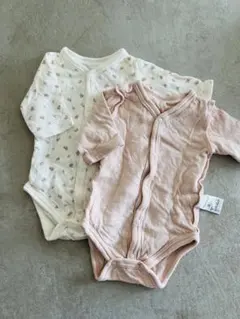 【アカチャンホンポ】七分袖ロンパース 2点セット（花柄•ピンク）　60