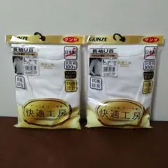 未使用 グンゼ 快適工房 長袖 U首シャツ L 綿100% 2着
