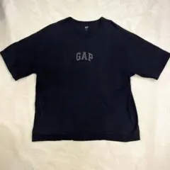 【サイドポケット付】GAP 立体ロゴ オーバーサイズ 厚手Tシャツ Lサイズ 黒