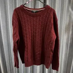 BEAMS HEART 赤 メンズケーブルニット L