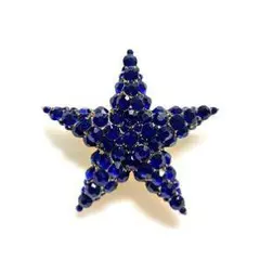 青色クリスタル星形ブローチ