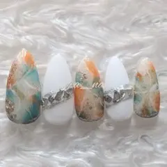 NO.5【サイズオーダー・カラー変更無料】大理石 天然石 ネイルチップ