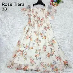 【美品】 タグ付き ローズティアラ フラワープリーツ ワンピース 未使用 38