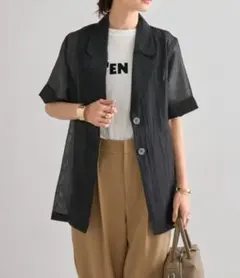新品　ボンジュールサガン　ハーフスリーブシアージャケット　ブラック　ジャケットのサムネイル