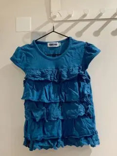 キッズ　トップス　半袖Tシャツチュニック　フリルレース