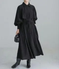 美品　IENA　ドットサッシュワンピース　ベルト付き　黒