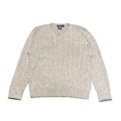 【L】ポロ・ラルフローレン カシミア 100% セーター ケーブルニット グレー