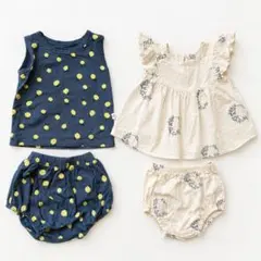 美品 80cm ベビー服 2点セット レモン柄 セットアップ 韓国